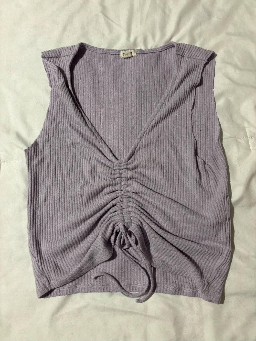 Garage Ribbed V-Neck Drawstring Tank